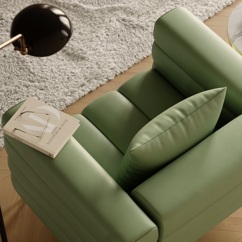 Sedia Accent imbottita in pelle Axial Performance con finitura dorata Immagine della finestra