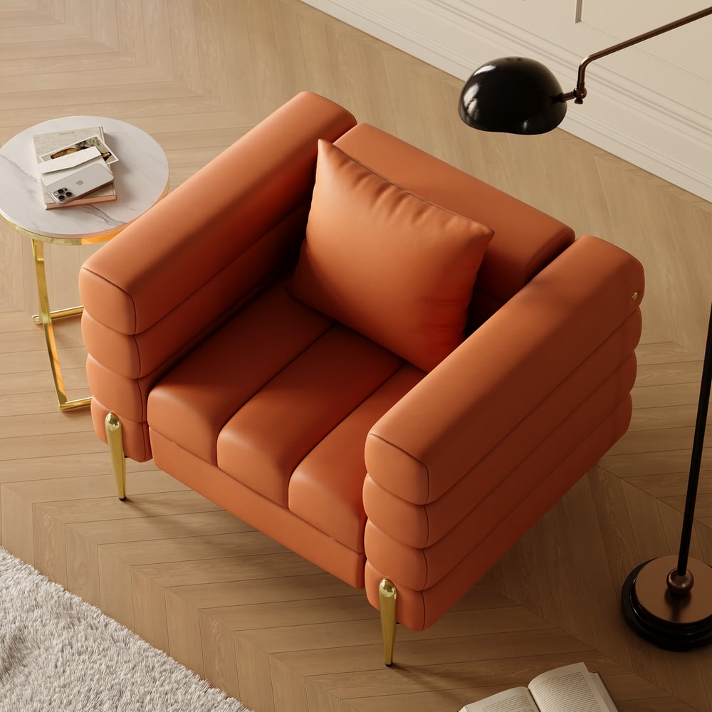 Aurora Performance Leather Upholstered Accent Chair in Gold Finish window image