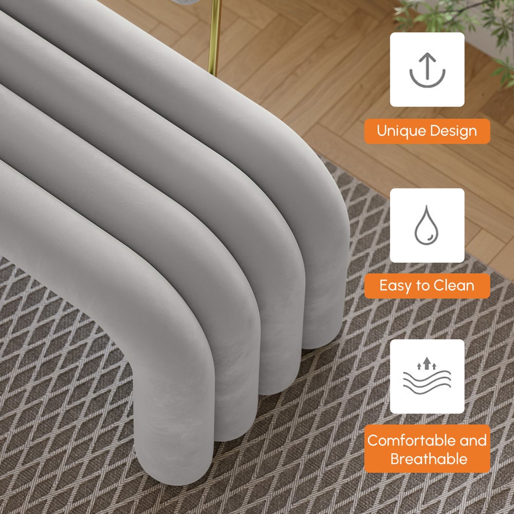 Banc d'entrée en velours capitonné, meuble d'entrée en gris clair (1200 mm) image de fenêtre