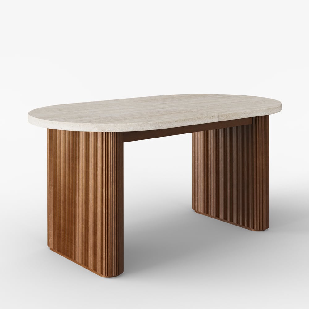 Fluve, tavolo da pranzo ovale allungabile, opaco, da 1600 mm a 2000 mm, motivo: farfalla a forma di foglia, 6-10 posti Immagine della finestra