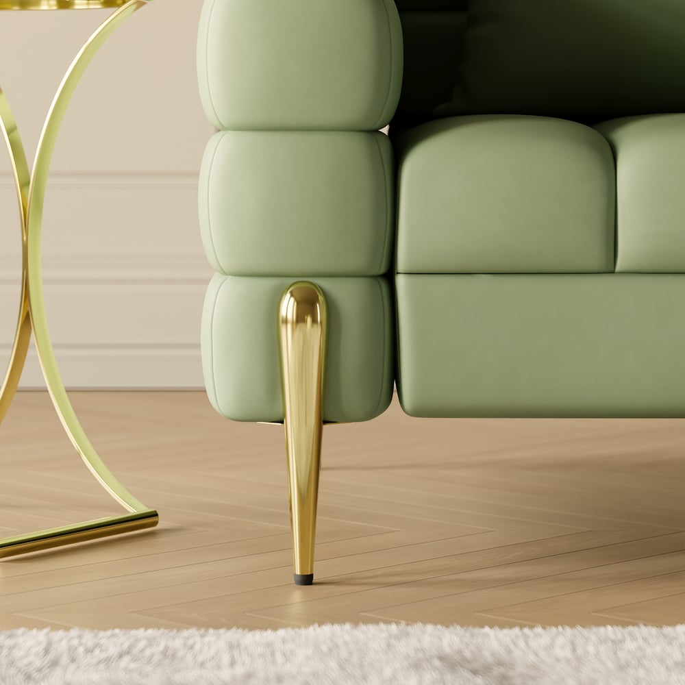 Sedia Accent imbottita in pelle Axial Performance con finitura dorata Immagine della finestra