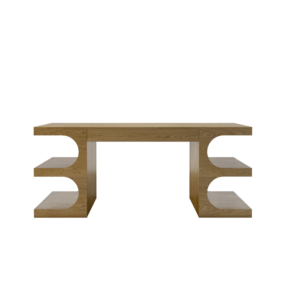 1630mm Modern Natural Writing Desk with 1 Drawer & 4 Open Shelves window image