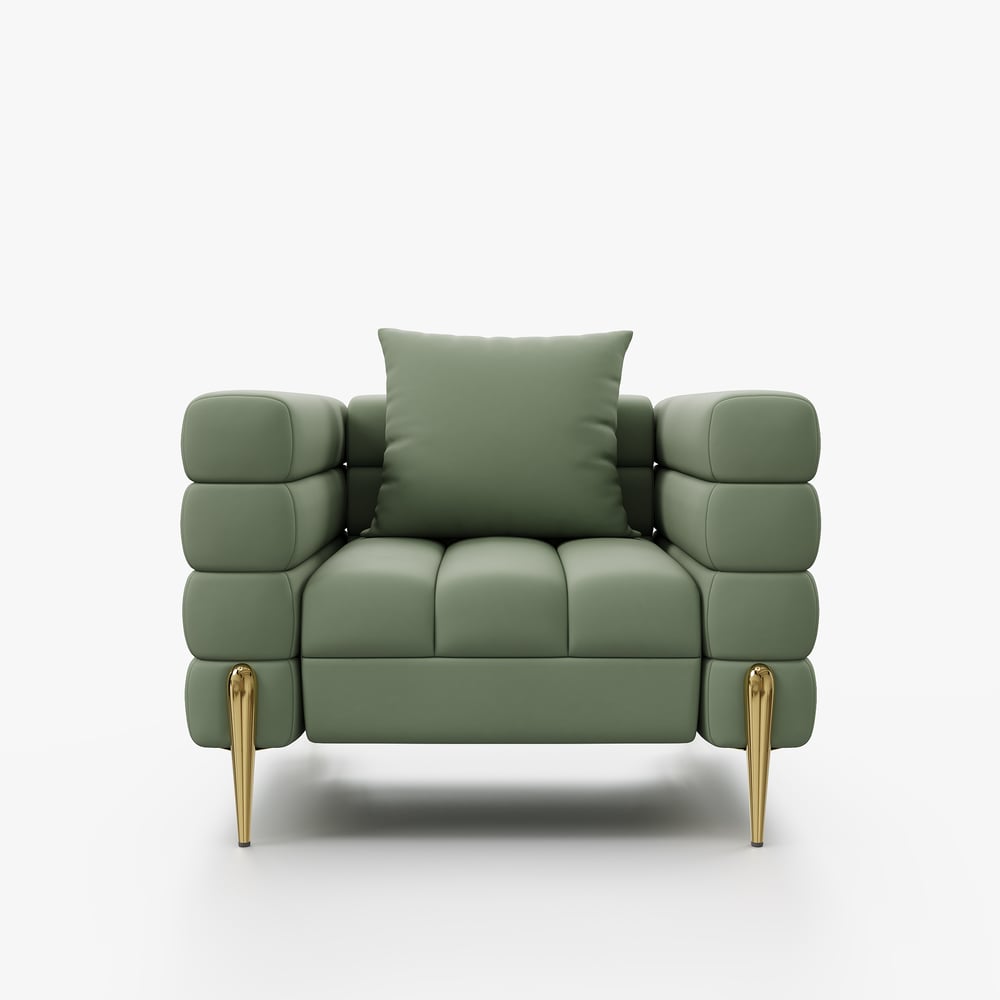 Sedia Accent imbottita in pelle Axial Performance con finitura dorata Immagine della finestra