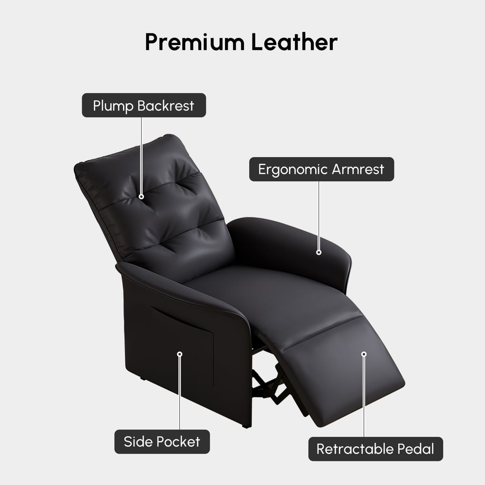Leather Power Recliner Accent Chair with Side Pocket window image