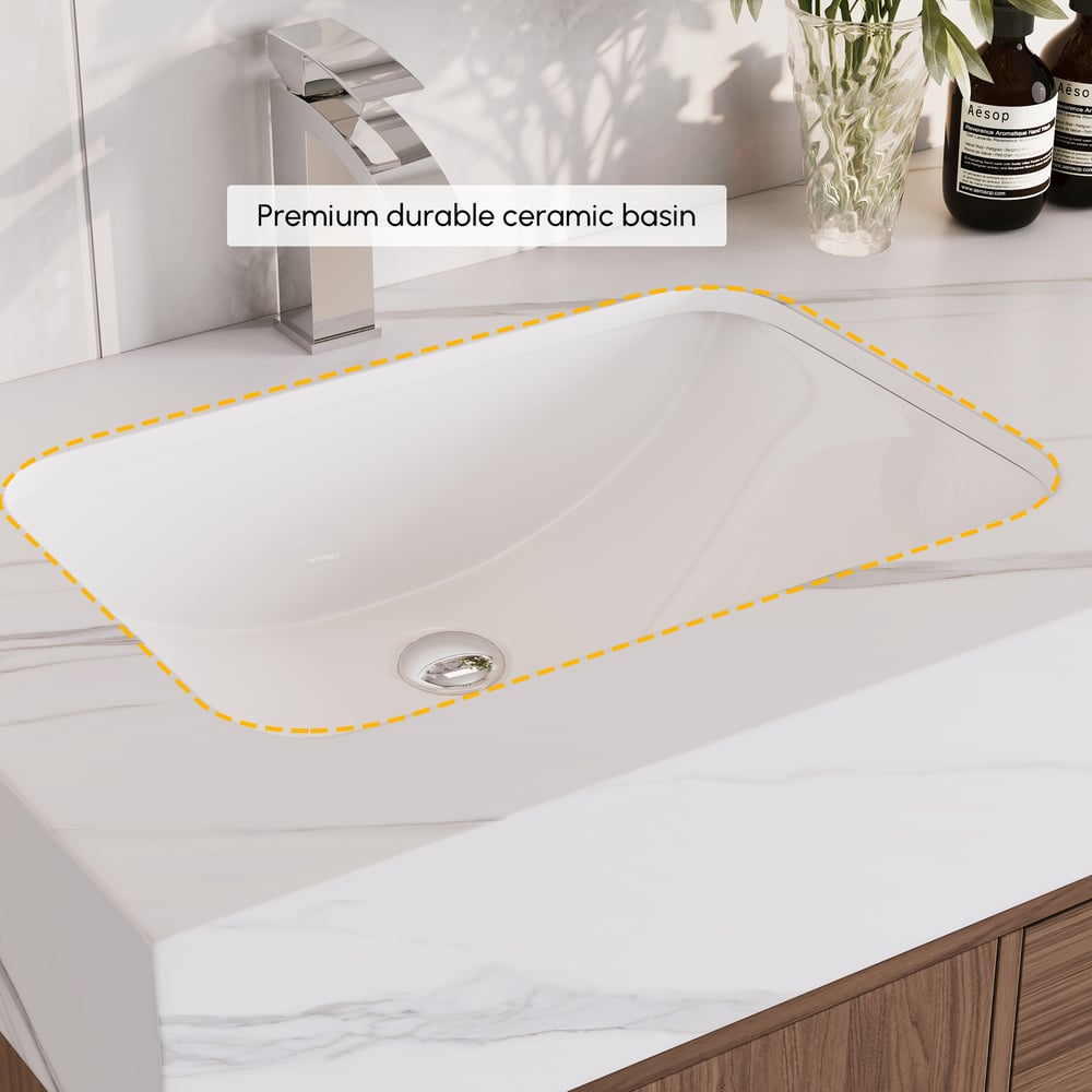 Koupelnové umyvadlo s dvojitým umyvadlem 1500 mm se stříbrnými rukojetí - moderní plovoucí umyvadlo z ořechu obrázek okna