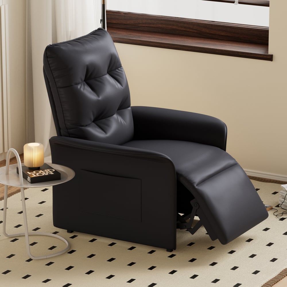 Leather Power Recliner Accent Chair with Side Pocket window image