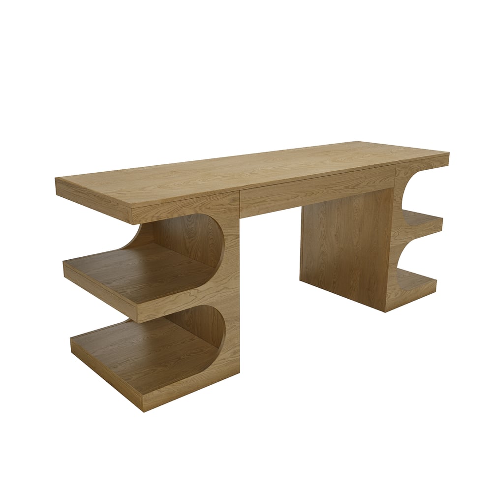 1630mm Modern Natural Writing Desk with 1 Drawer & 4 Open Shelves window image