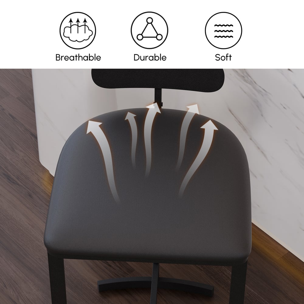 Bancos de balcão pretos modernos de couro PU com encosto, banquinho de cozinha para café da manhã Imagem da janela