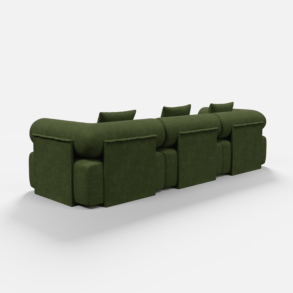 Serene 2800 Modern 3-Piece Modular Green Chenille Velvet 3-Seater Sofa window image