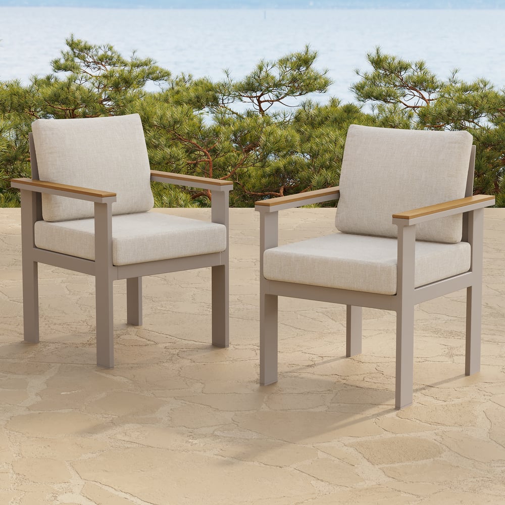 Axis 2 PCS Teak & Aluminum Outdoor Dining Chair with Cushion window image