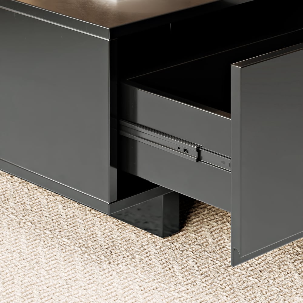 47"-69" Quoint Black Extendable Coffee Table with 2 Drawers window image