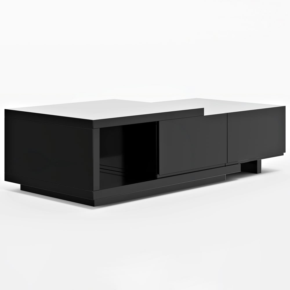 47"-69" Quoint Black Extendable Coffee Table with 2 Drawers window image