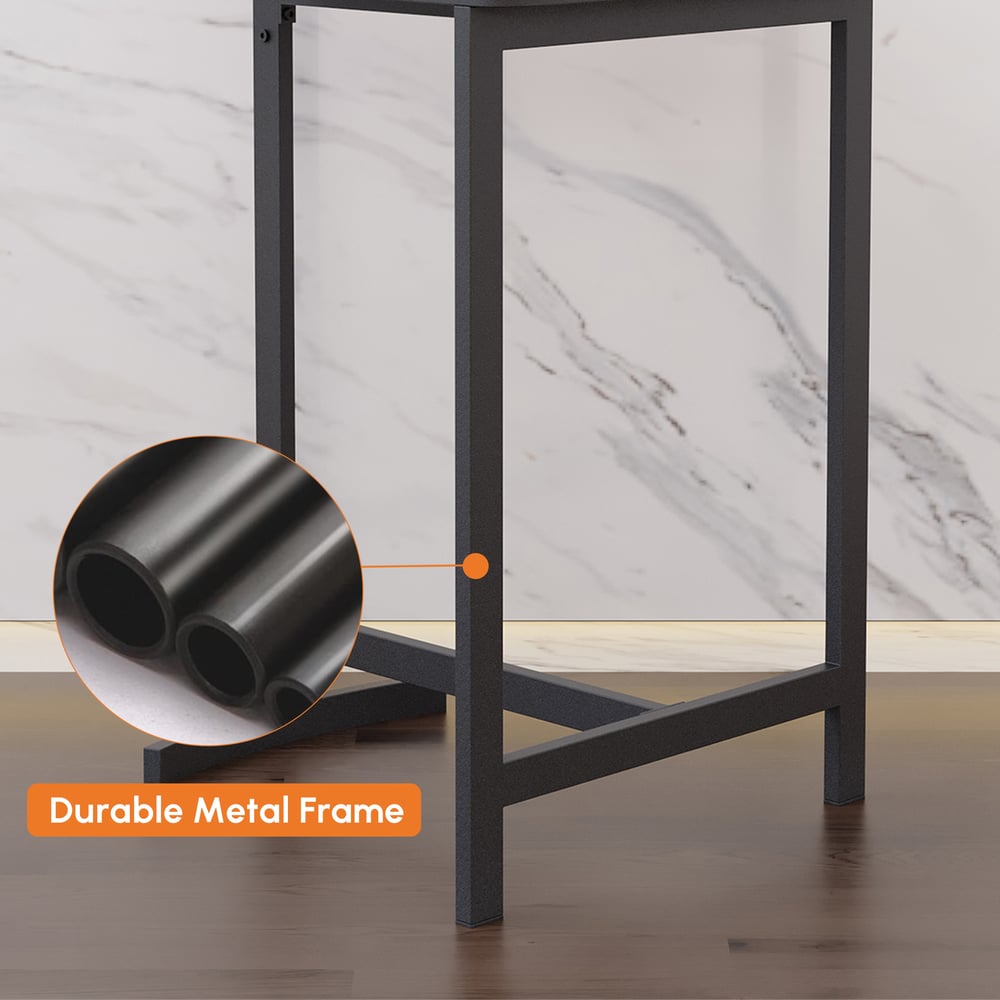 Tabouret de bar moderne rembourré en cuir PU et métal avec dossier image de fenêtre