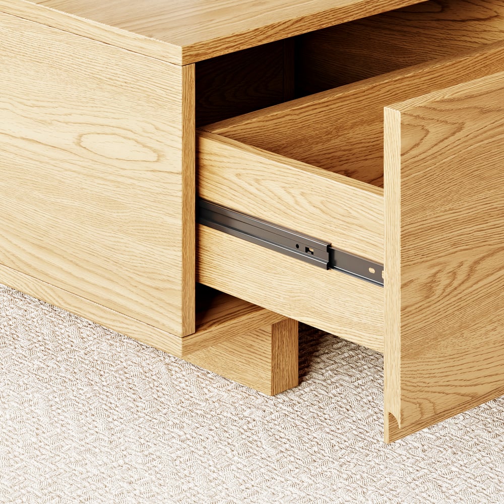 Tavolino da caffè allungabile Quoint Natural da 1200 mm-1750 mm con 2 cassetti Immagine della finestra