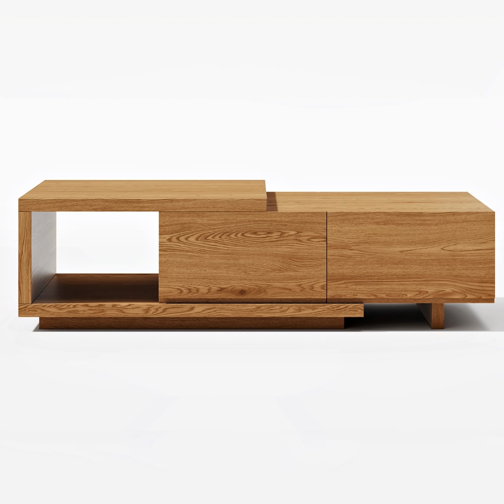 Tavolino da caffè allungabile Quoint Natural da 1200 mm-1750 mm con 2 cassetti Immagine della finestra