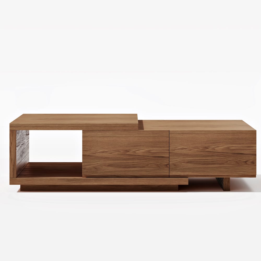 47"-69" Quoint Walnut Extendable Coffee Table with 2 Drawers window image