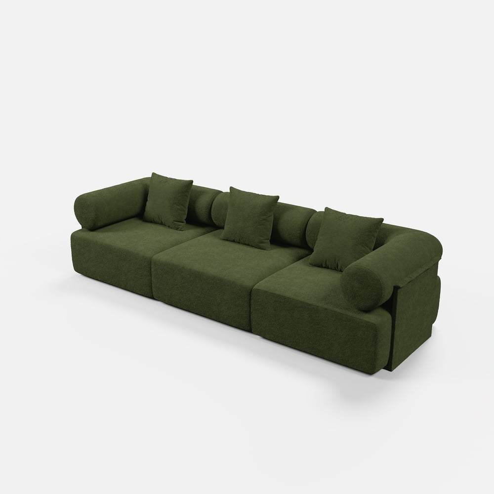 Serene 2800 Modern 3-Piece Modular Green Chenille Velvet 3-Seater Sofa window image