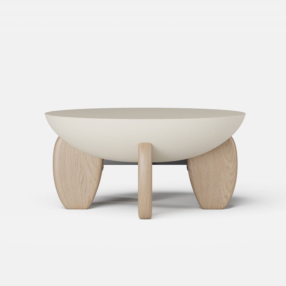 Curva Round Concrete Natural Coffee Table with Wood Legs window image
