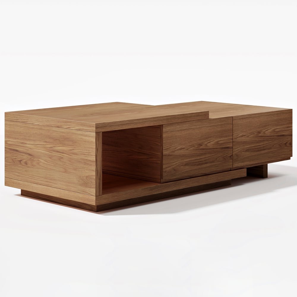 47"-69" Quoint Walnut Extendable Coffee Table with 2 Drawers window image