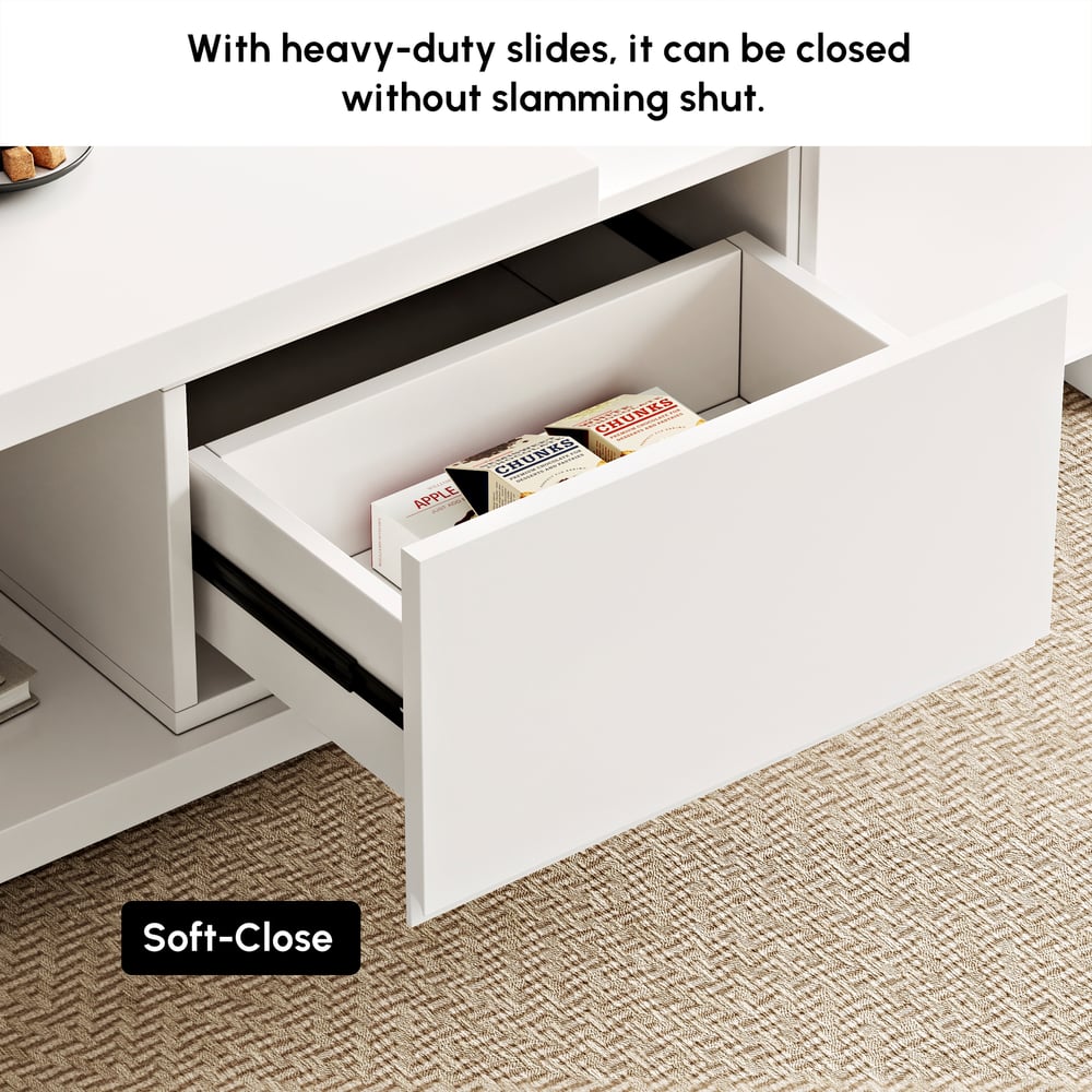 1200mm-1750mm Quoint White Extendable Coffee Table with 2 Drawers window image