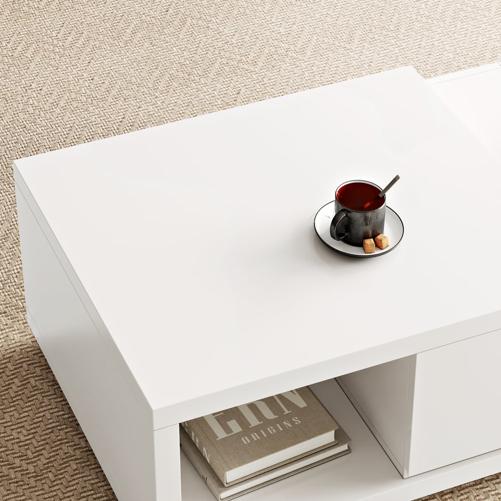 1200mm-1750mm Quoint White Extendable Coffee Table with 2 Drawers window image