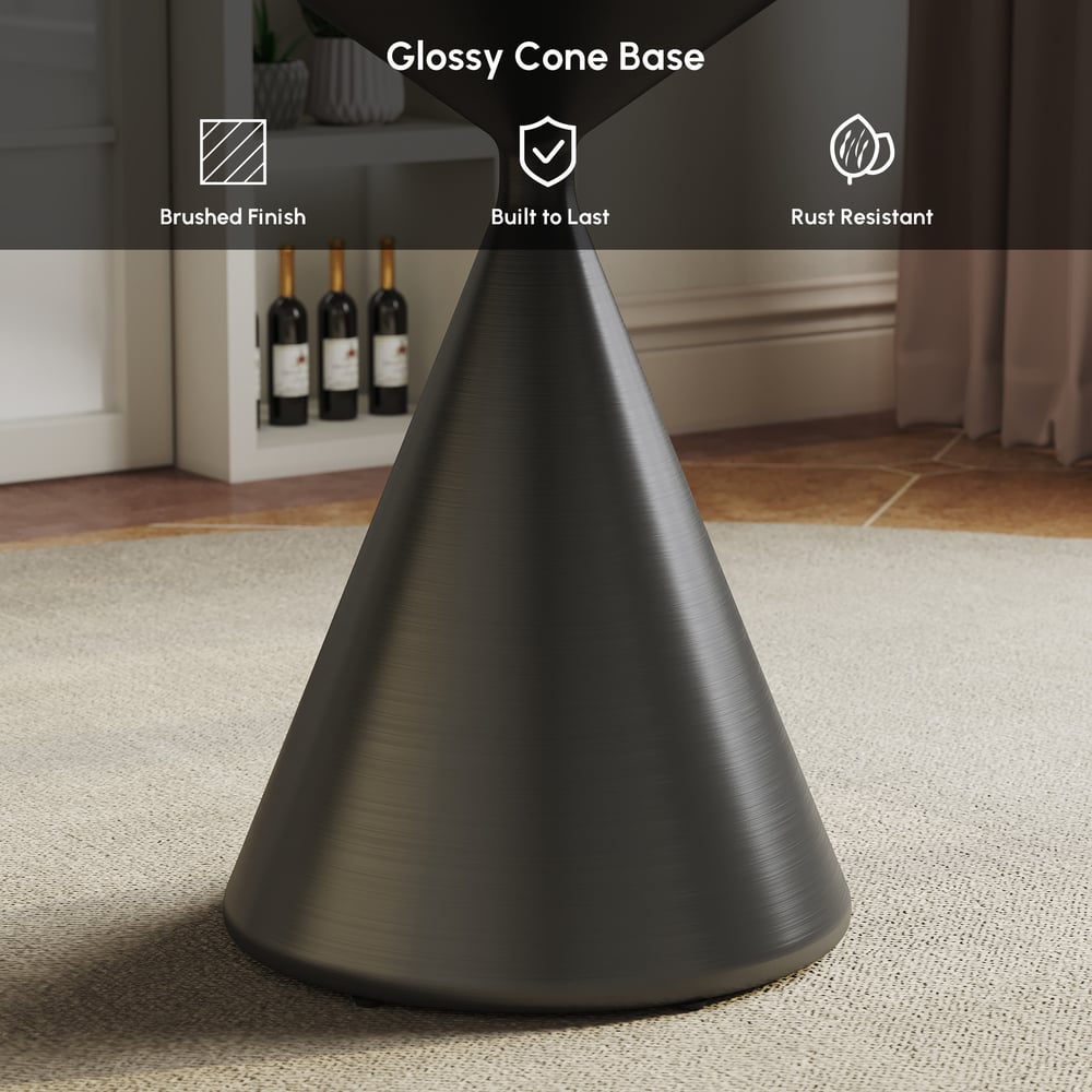 1000mm Sintered Stone Round Dining Table with Brushed Black Base Seats 2-4 People window image