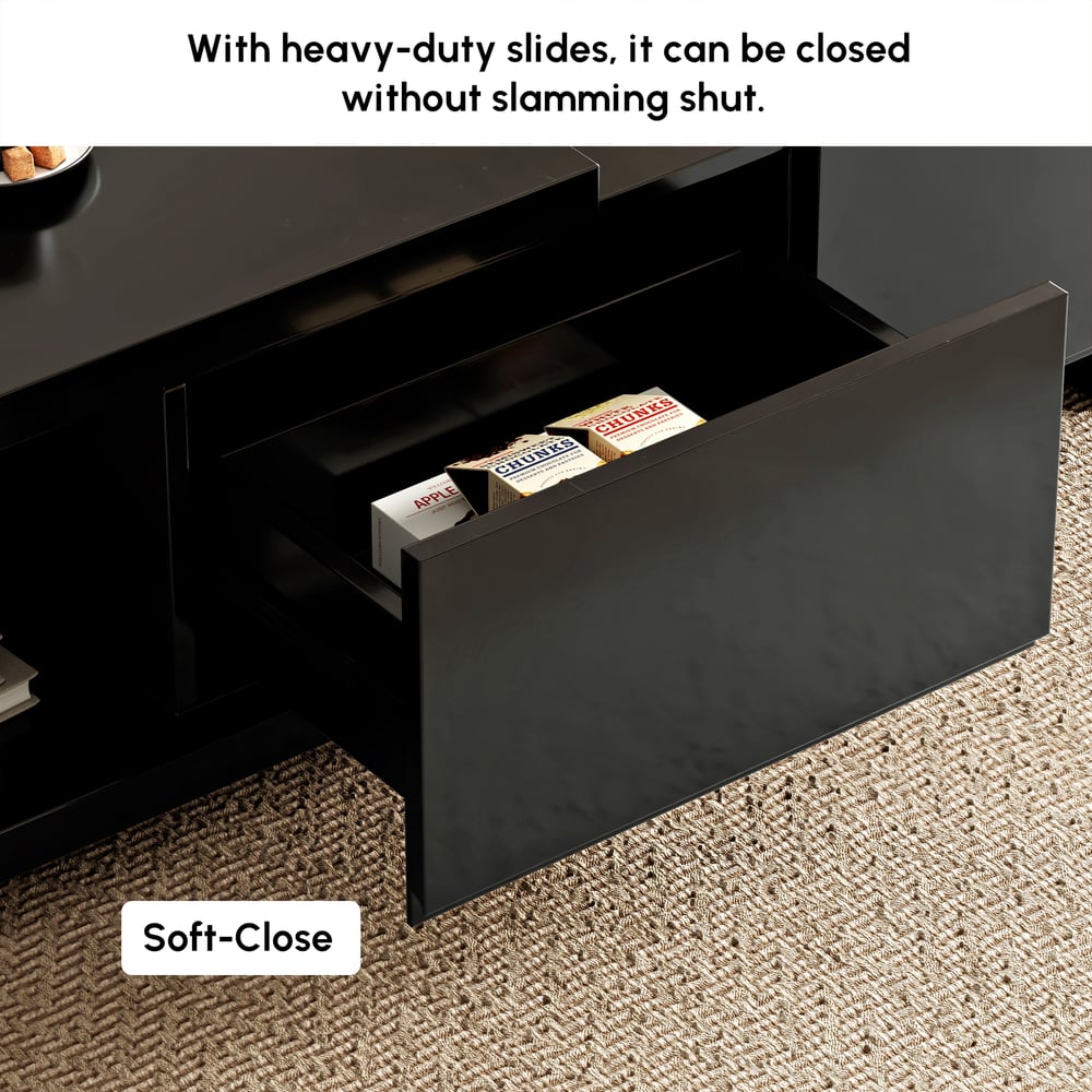 47"-69" Quoint Black Extendable Coffee Table with 2 Drawers window image
