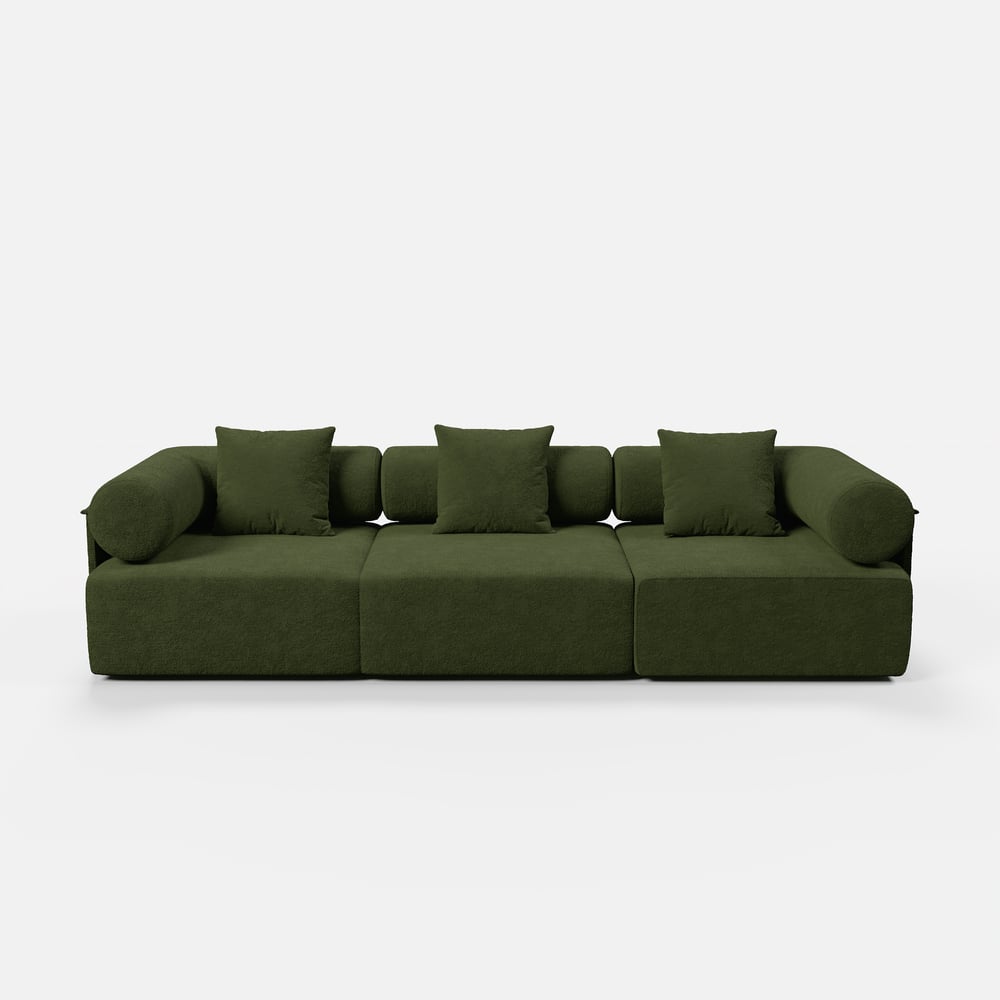 Serene 2800 Modern 3-Piece Modular Green Chenille Velvet 3-Seater Sofa window image