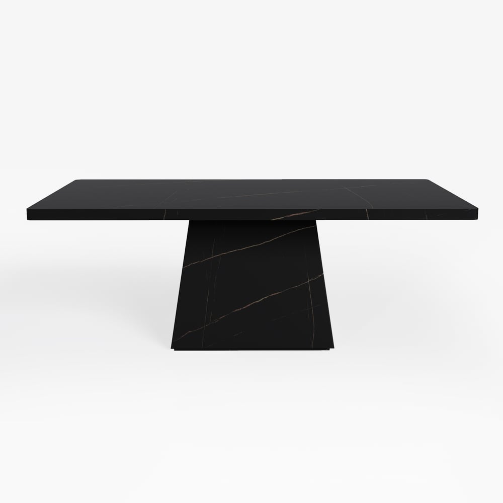 79" Modern Rectangular Faux Travertine Dining Table, Indoor/Outdoor, Seats 6-8 window image