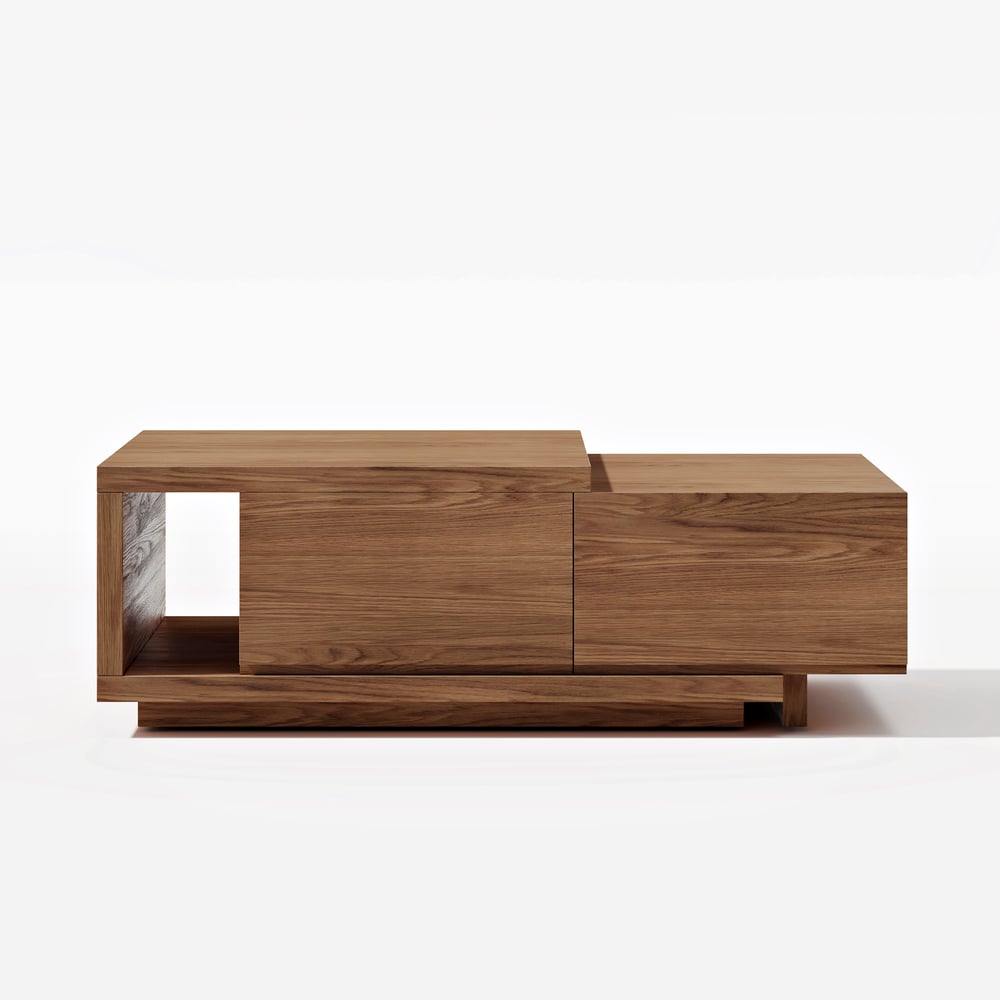 47"-69" Quoint Walnut Extendable Coffee Table with 2 Drawers window image