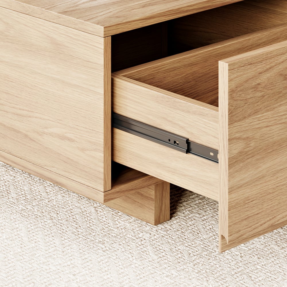 47"-69" Quoint Walnut Extendable Coffee Table with 2 Drawers window image