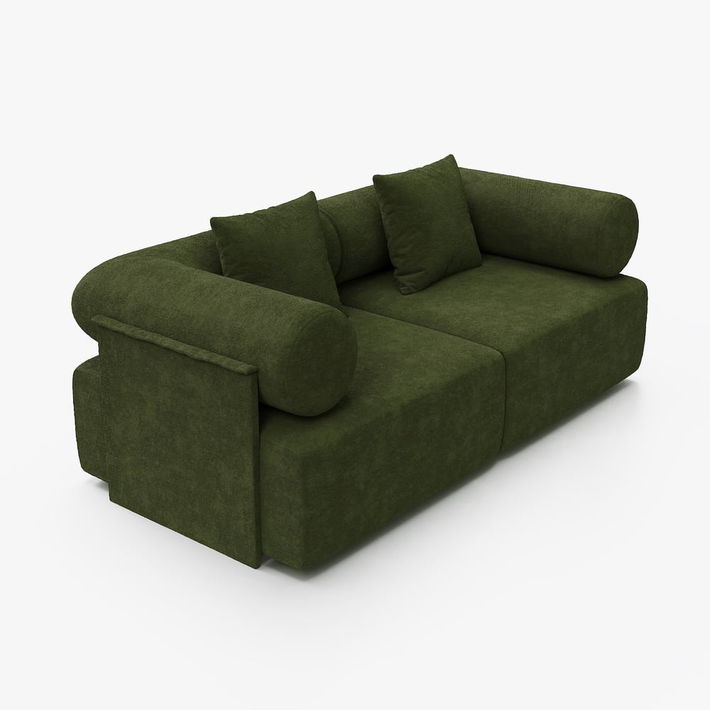Serene 1900 Modern 2-Piece Modular Green Chenille Velvet 2-Seater Sofa window image