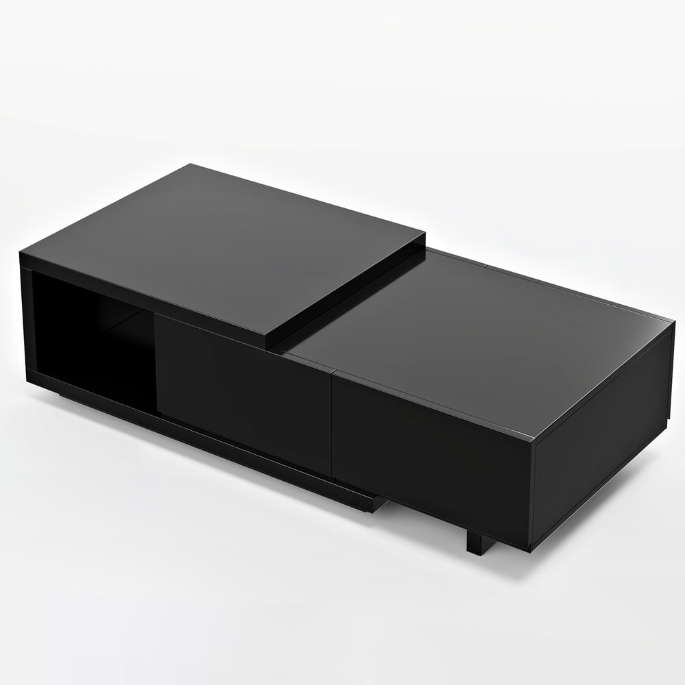 47"-69" Quoint Black Extendable Coffee Table with 2 Drawers window image