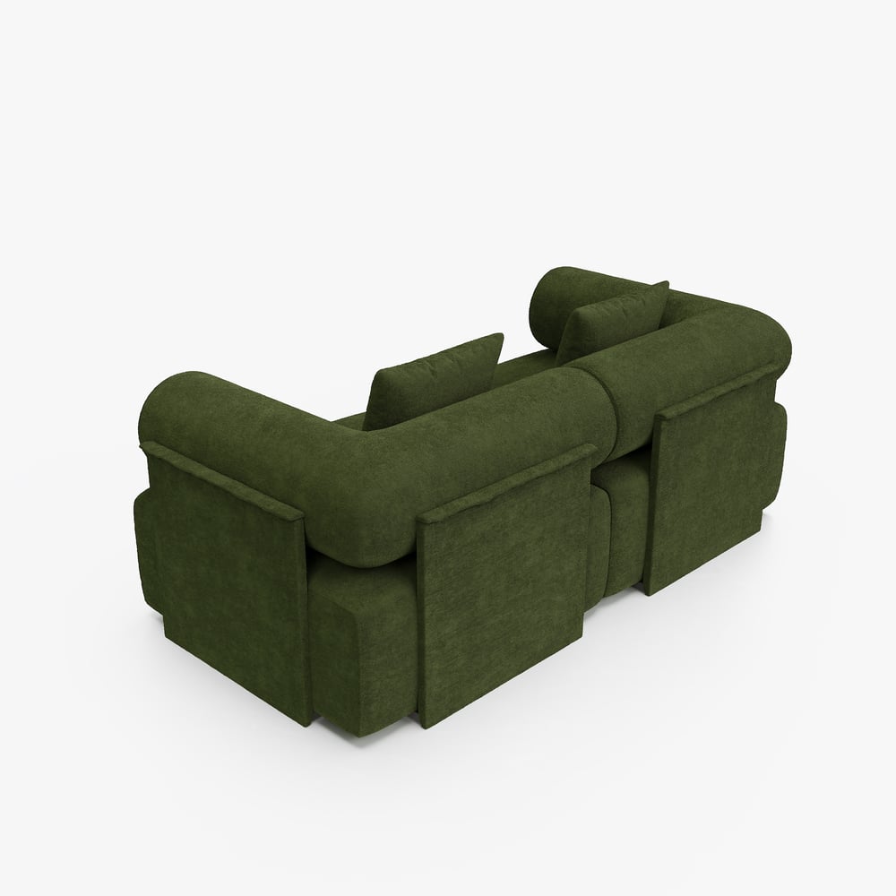 Serene 1900 Modern 2-Piece Modular Green Chenille Velvet 2-Seater Sofa window image