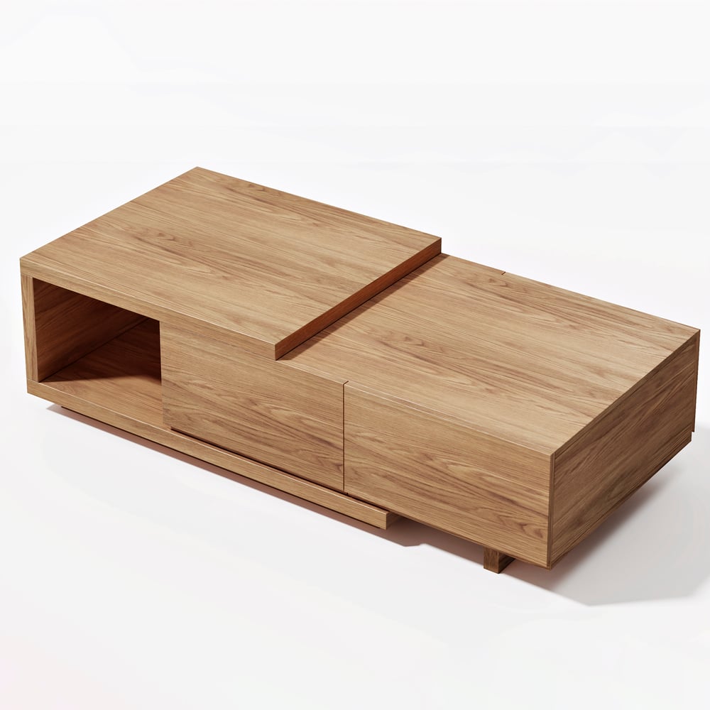 47"-69" Quoint Walnut Extendable Coffee Table with 2 Drawers window image