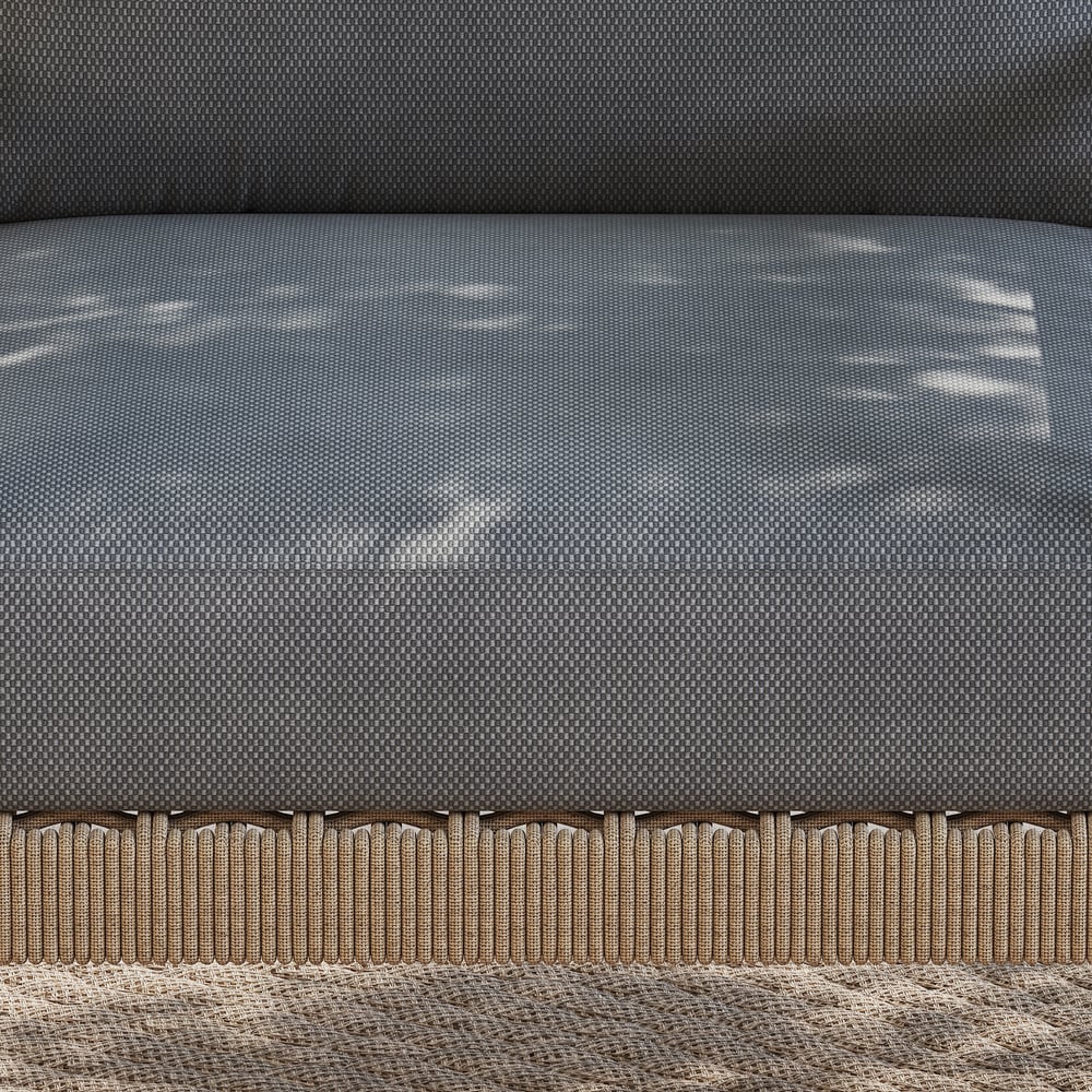 Ropipe Outdoor 1-Seater Swing Sofa in Khaki with Hand Woven Rope & Gray Cushion window image