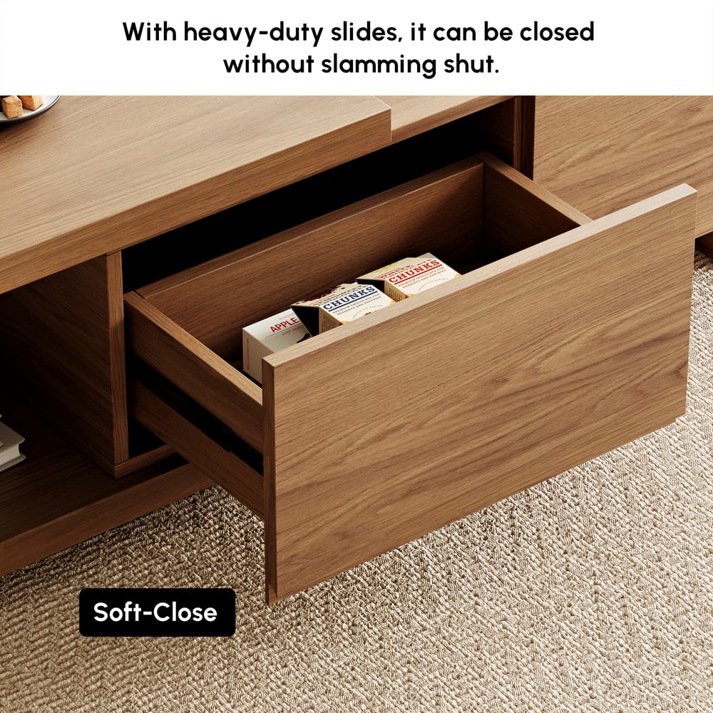 47"-69" Quoint Walnut Extendable Coffee Table with 2 Drawers window image