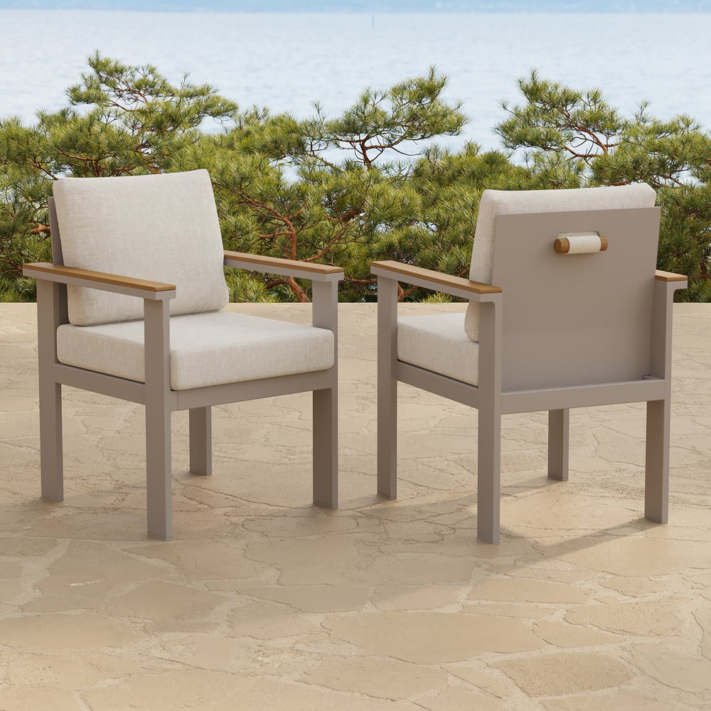 Axis 2 PCS Teak & Aluminum Outdoor Dining Chair with Cushion window image