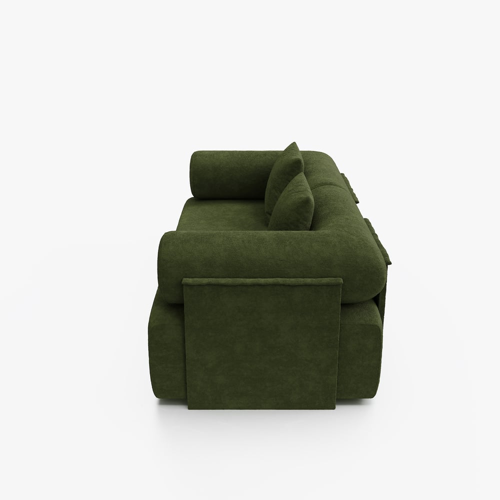 Serene 1900 Modern 2-Piece Modular Green Chenille Velvet 2-Seater Sofa window image