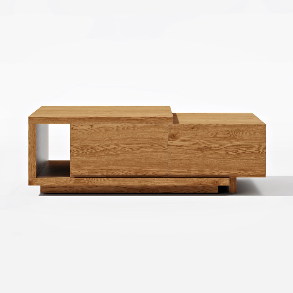 Tavolino da caffè allungabile Quoint Natural da 1200 mm-1750 mm con 2 cassetti Immagine della finestra