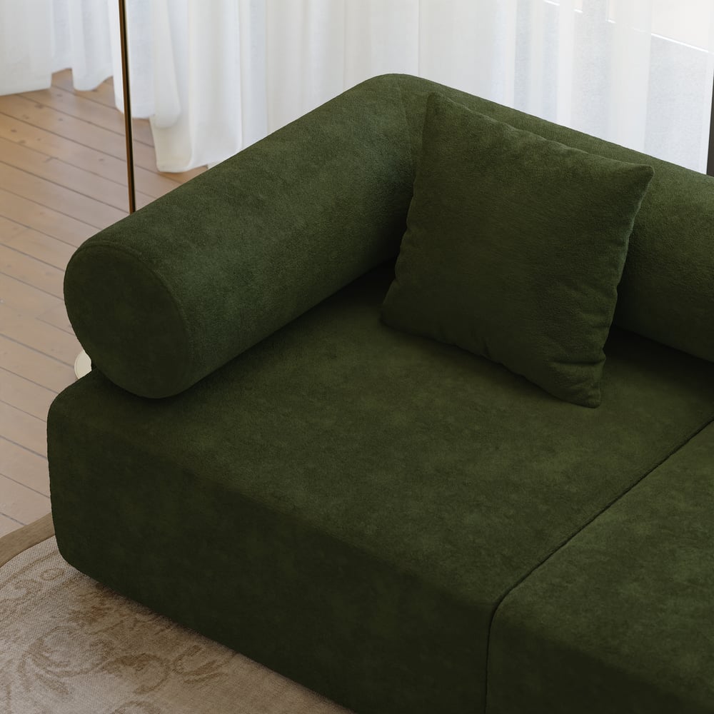 Serene 2800 Modern 3-Piece Modular Green Chenille Velvet 3-Seater Sofa window image