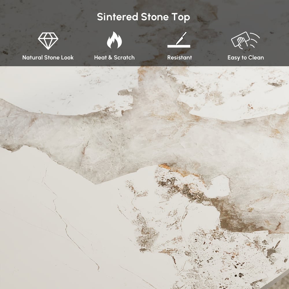 1000mm Sintered Stone Round Dining Table Set with Brushed Gold Base Seats 2 People window image