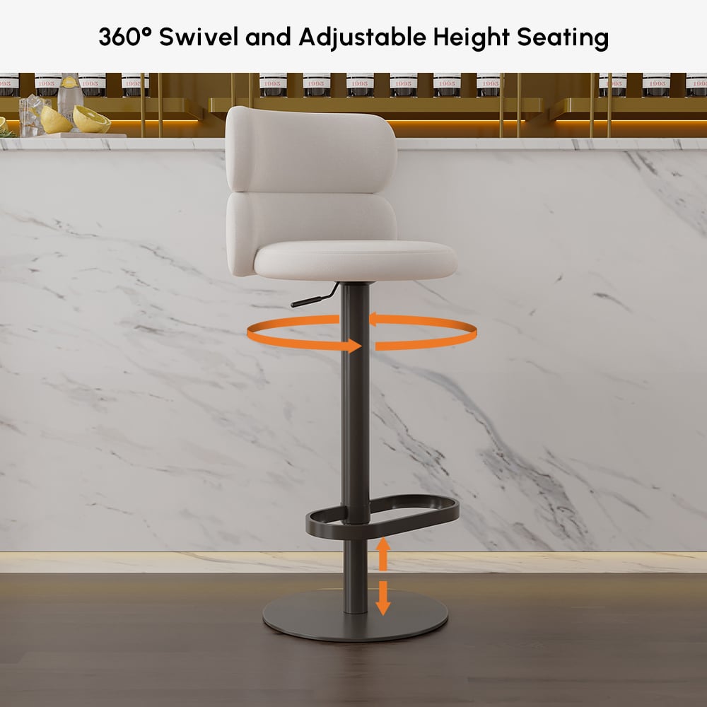 Affordable Luxury Modern Adjustable Swivel Velvet Bar Stools with Upholstery Warm White window image
