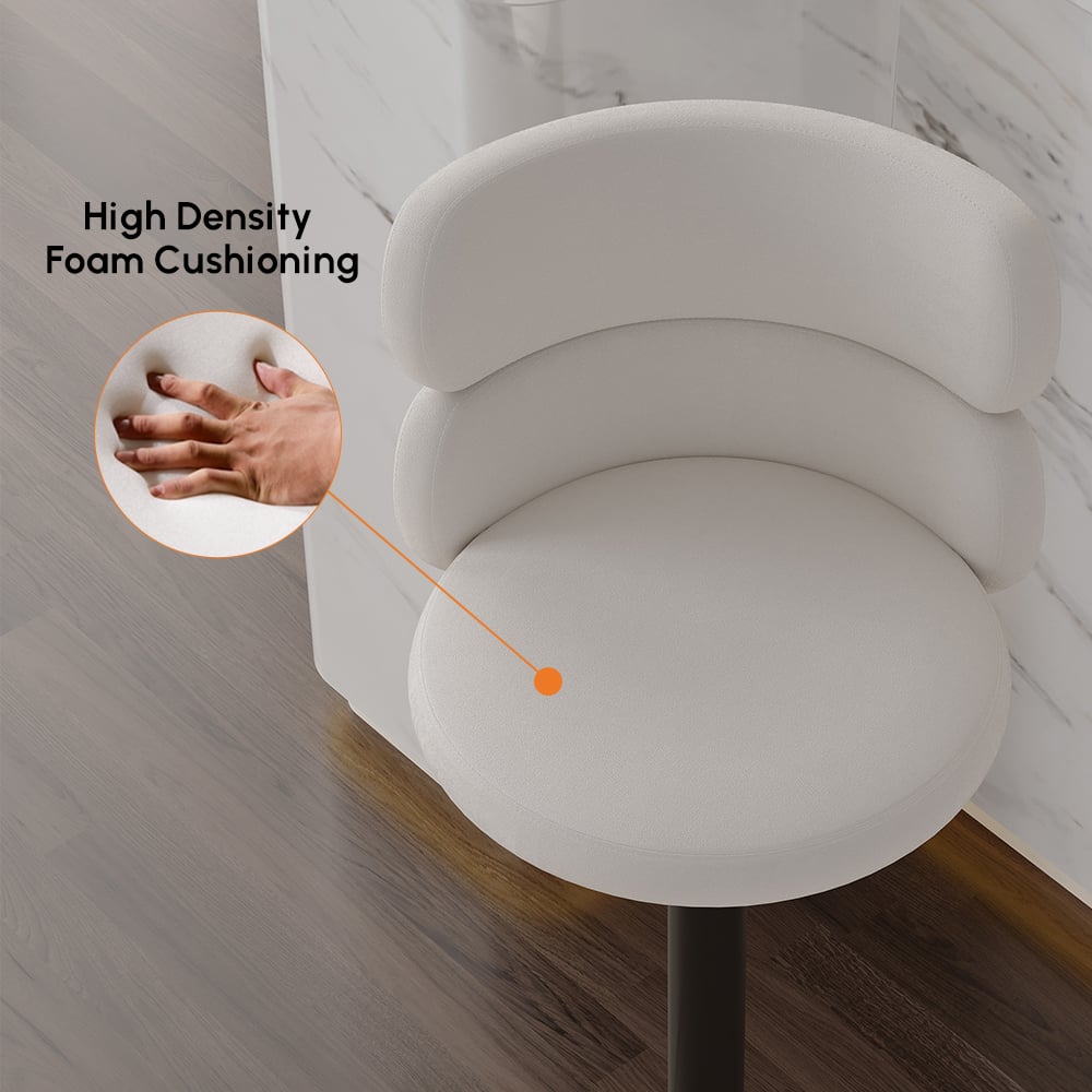 Affordable Luxury Modern Adjustable Swivel Velvet Bar Stools with Upholstery Warm White window image