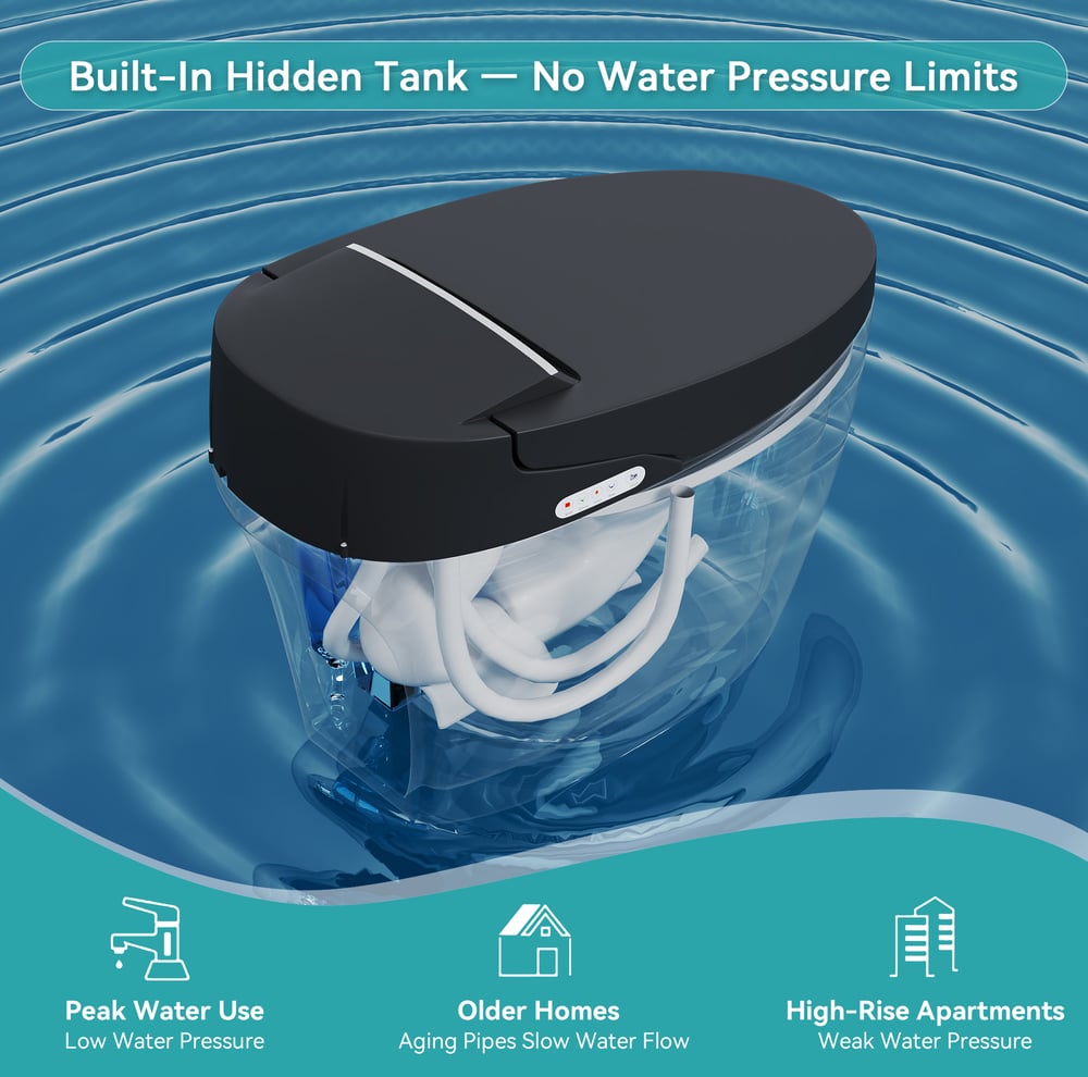 Hynova Automatic Smart Bidet Toilet Matte Black with Built-In Tank 1.28 GPF window image