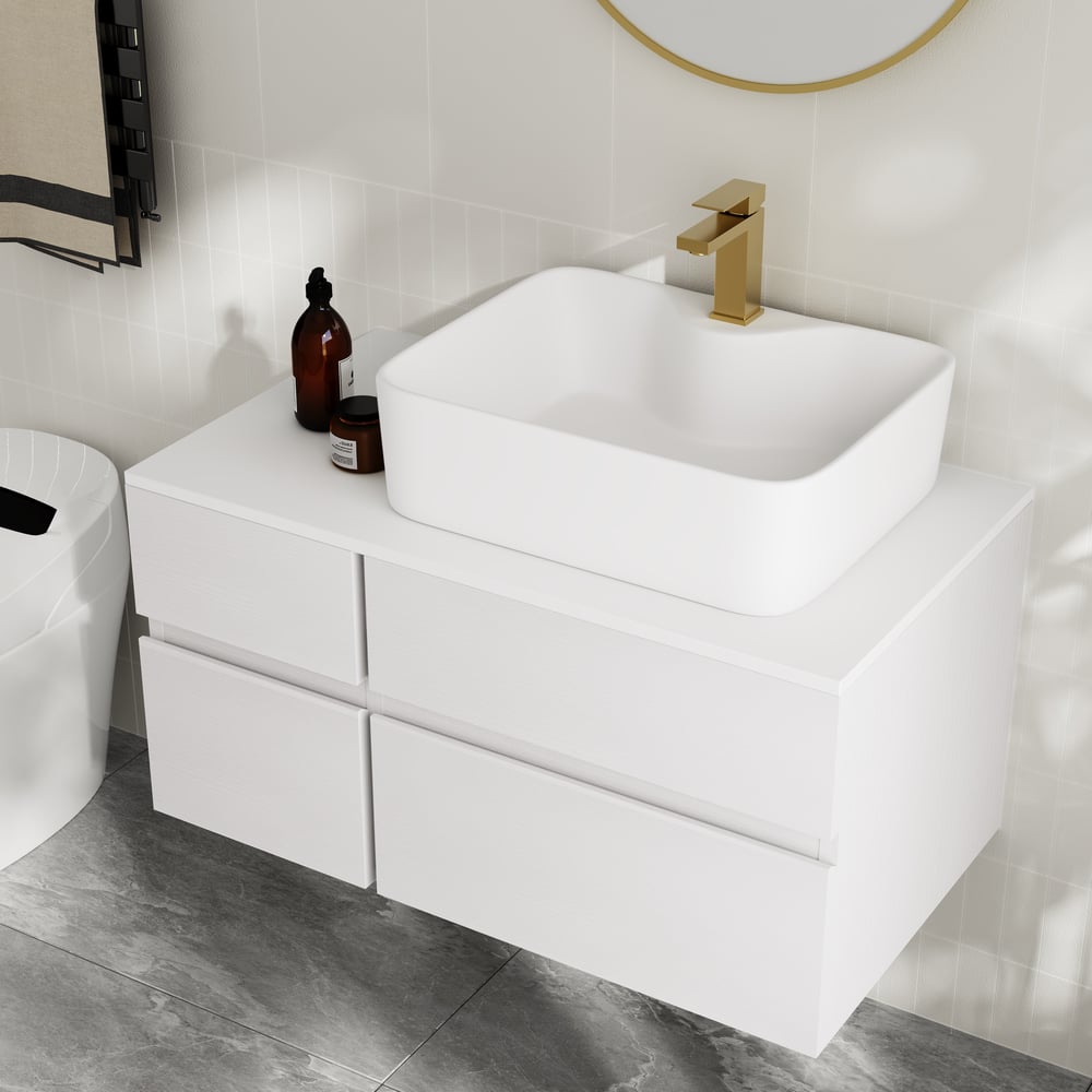 31.5" Bathroom Vanity Set White Modern Floating Bathroom Vanity with Sink window image