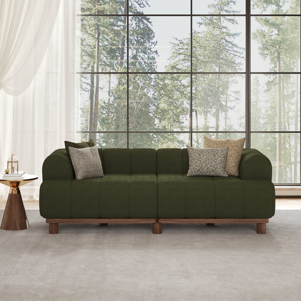 2000mm Boucle 2-Piece Sofa with Wood Legs window image