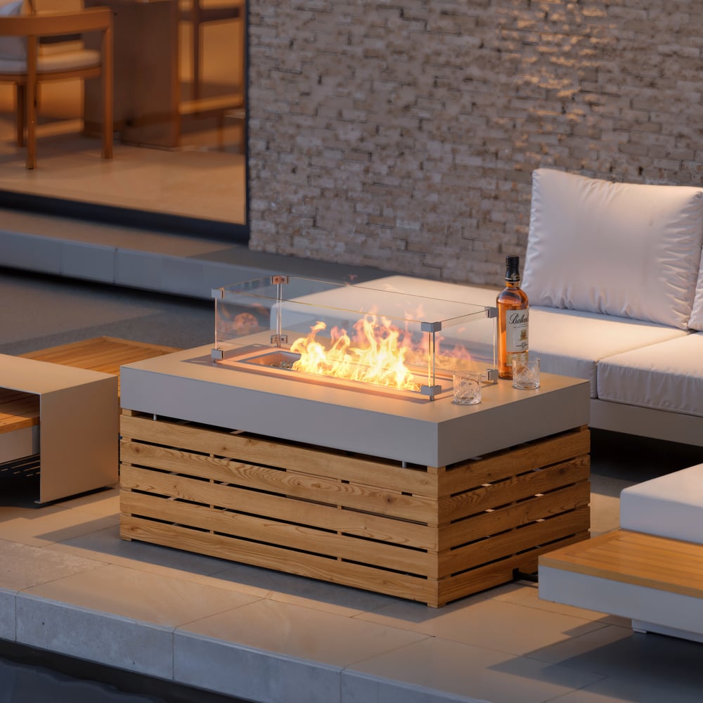 Smokeless Fire Pit With Glass Wind Guard for Outdoor Patio 1000mm window image