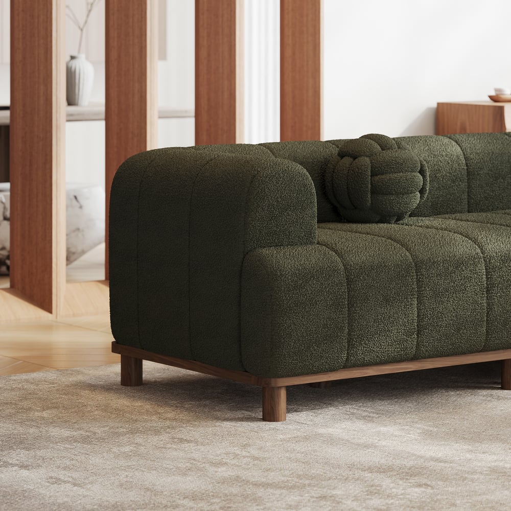 3000mm Boucle 3-Piece L-Shaped Chaise Sectional with Wood Legs window image