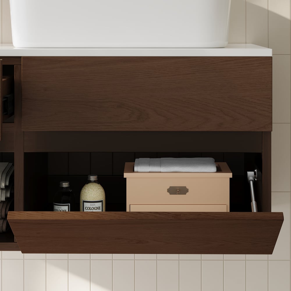 31.5" Bathroom Vanity Set Walnut Modern Floating Bathroom Vanity with Sink window image